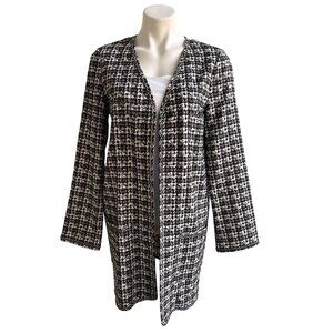 Max Studio Black and White Houndstooth Duster Jacket, Women's Size M